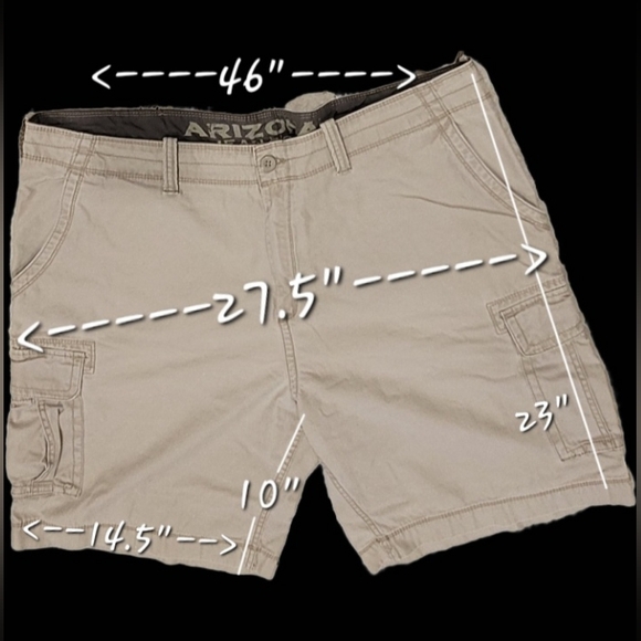 Arizona Jean Co Men's Tan Flat Front 6 Pocket Big & Tall Cargo Shorts 46x10 - Picture 5 of 8